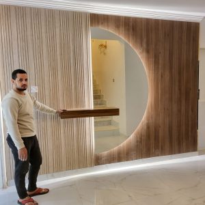 مدخل مرايا ديكور مع رف | أفكار مودرن فخمة لمدخل البيت بالكويت